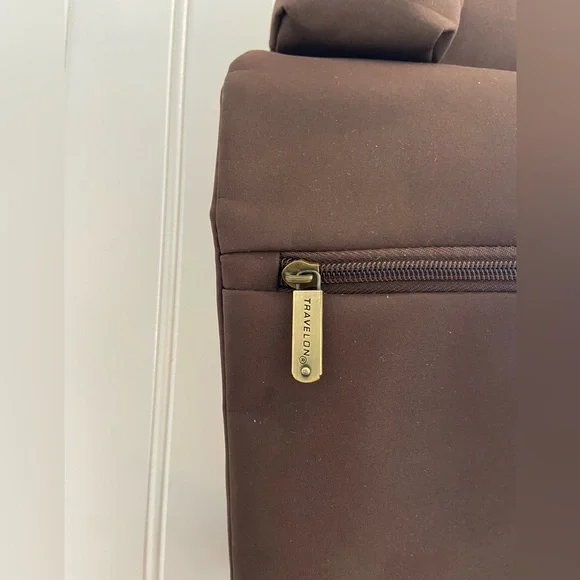 Travelon Cross Body Anti Theft Travel Bag Brown Pink Lining Polyester Nylon - Picture 4 of 16